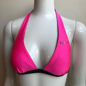 Rip Curl Swim multi color reversible neon pink solid halter bikini top